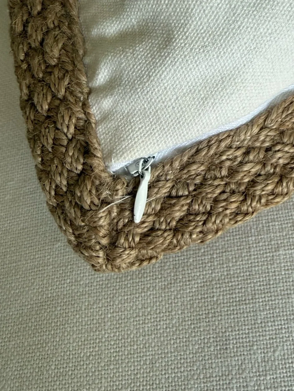 DOMAIN Cotton Jute Embroidered Bird Accent Pillow Duck Feather Insert 14x21